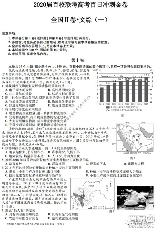 2020届百校联考高考百日冲刺金卷一全国二卷文综试题及答案