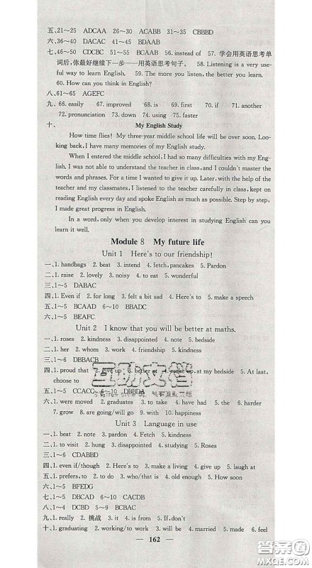 四川大学出版社2020春名校课堂内外九年级英语下册外研版答案