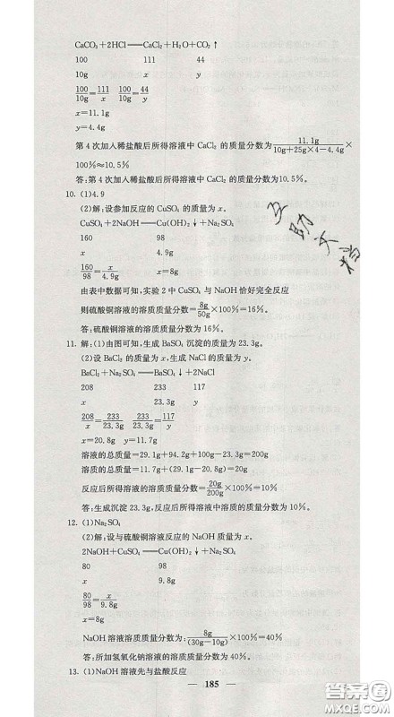 四川大学出版社2020春名校课堂内外九年级化学下册人教版答案