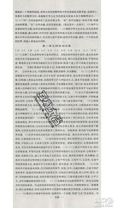 2020春名校课堂内外九年级道德与法治下册人教版安徽专版答案