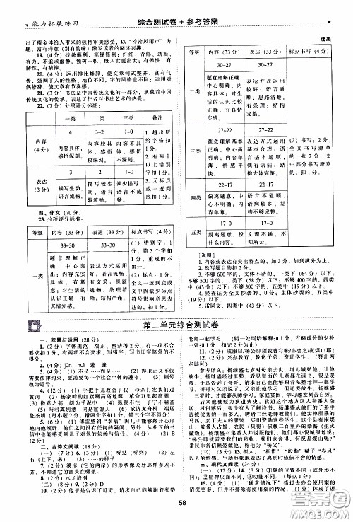 2020年能力拓展练习八年级下册语文人教版参考答案