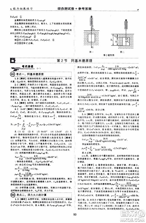 2020年能力拓展练习八年级下册物理人教版参考答案