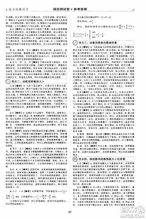 2020年能力拓展练习八年级下册物理人教版参考答案