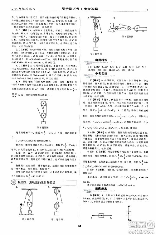 2020年能力拓展练习八年级下册物理人教版参考答案