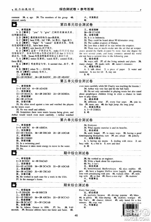 2020年能力拓展练习九年级下册英语牛津英语版参考答案 2020年能力拓展练习九年级下册英语牛津英语版参考答案