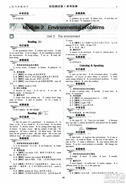 2020年能力拓展练习九年级下册英语牛津英语版参考答案