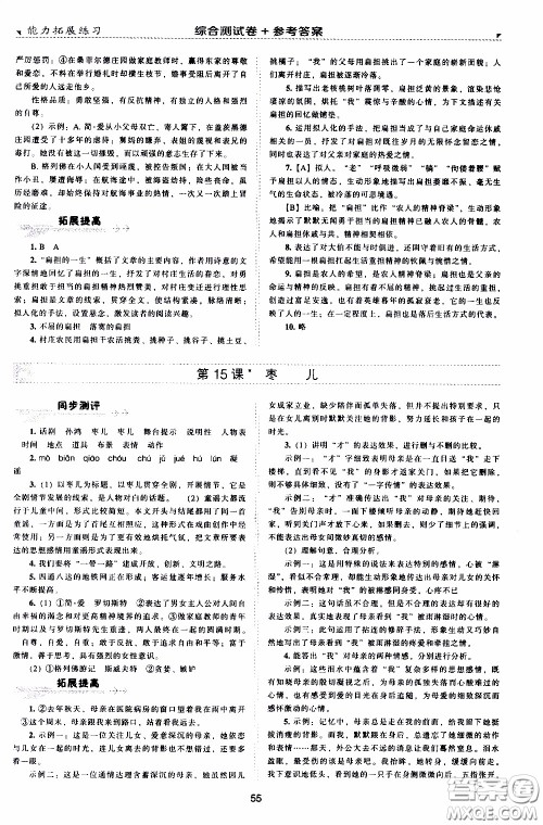 2020年能力拓展练习九年级下册语文人教版参考答案