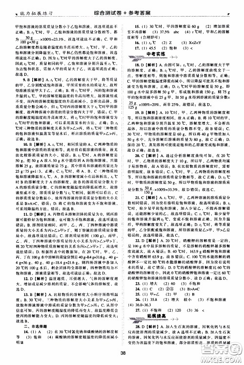 2020年能力拓展练习九年级下册化学上教版参考答案 2020年能力拓展练习九年级下册化学上教版参考答案