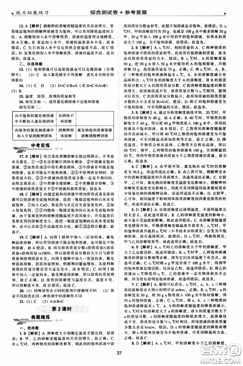 2020年能力拓展练习九年级下册化学上教版参考答案 2020年能力拓展练习九年级下册化学上教版参考答案