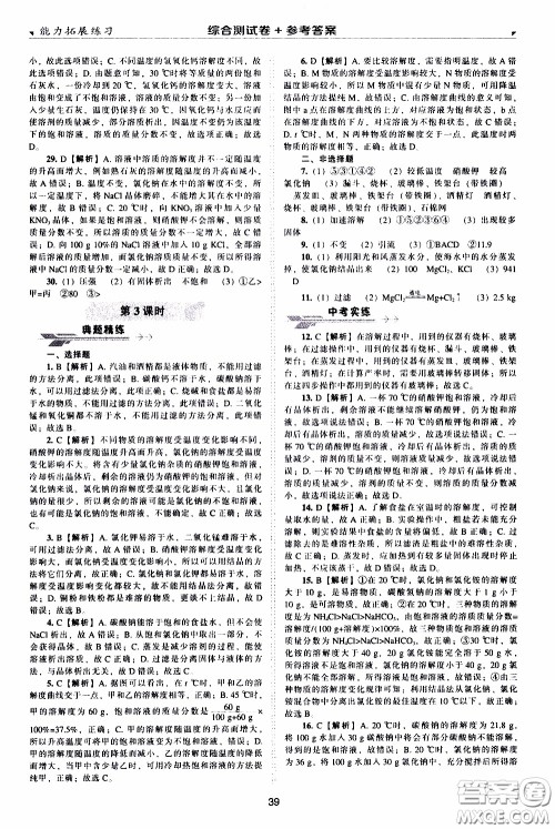 2020年能力拓展练习九年级下册化学上教版参考答案