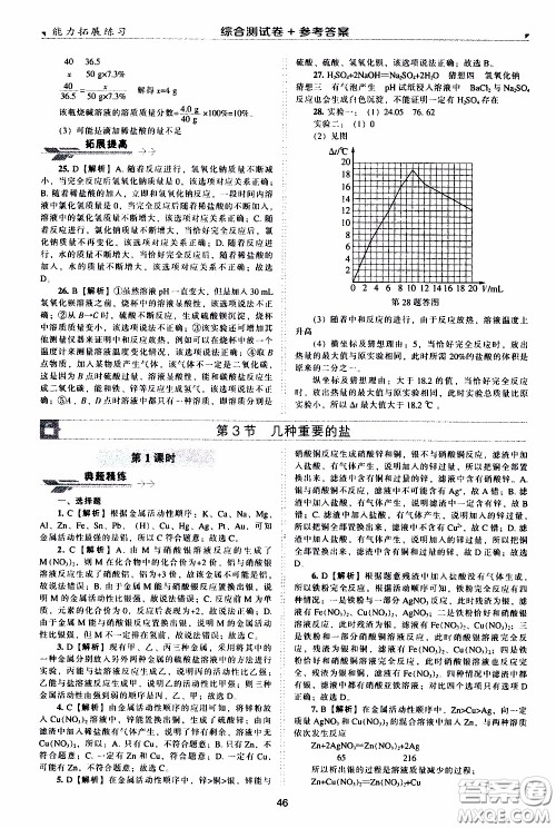 2020年能力拓展练习九年级下册化学上教版参考答案