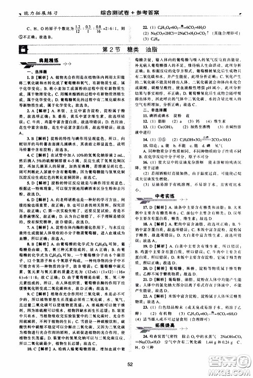 2020年能力拓展练习九年级下册化学上教版参考答案