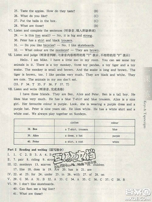 2020新版华东师大版一课一练三年级英语第二学期N版答案 2020新版华东师大版一课一练三年级英语第二学期N版答案