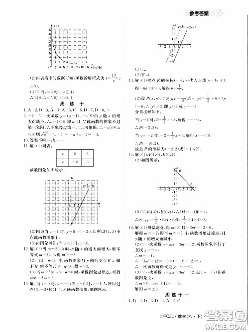 2020年日清周练限时提升卷数学八年级下册R人教版参考答案