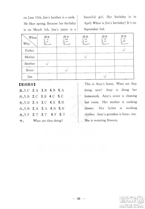 吉林人民出版社2020小学教材完全考卷五年级英语下册新课标人教版答案 吉林人民出版社2020小学教材完全考卷五年级英语下册新课标人教版答案