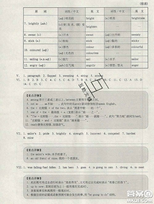 2020新版华东师大版一课一练七年级英语第二学期N版增强版答案