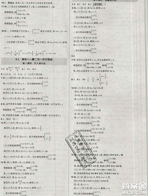 状元成才路2020春创优作业七年级数学下册人教版答案