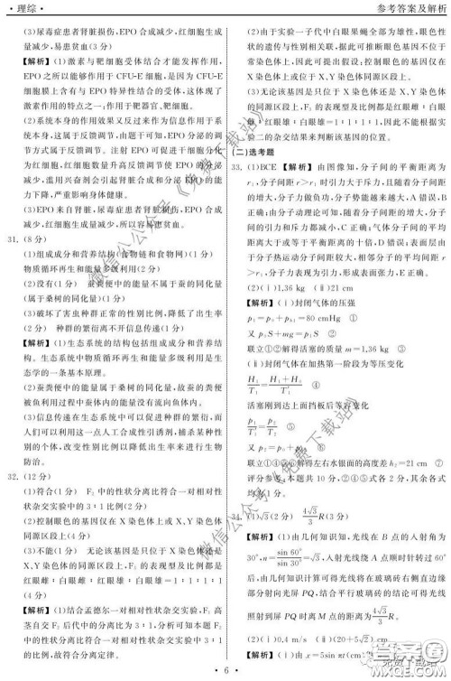 河北衡水中学2020届全国高三第二次联合考试理综答案 河北衡水中学2020届全国高三第二次联合考试理综答案