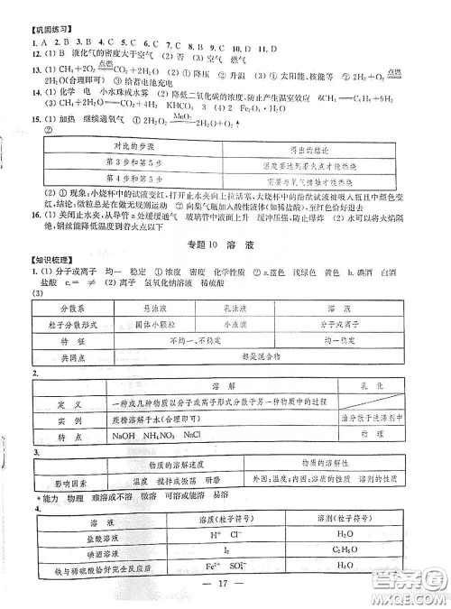 南京大学出版社2020创新优化学案九年级化学下册答案 南京大学出版社2020创新优化学案九年级化学下册答案