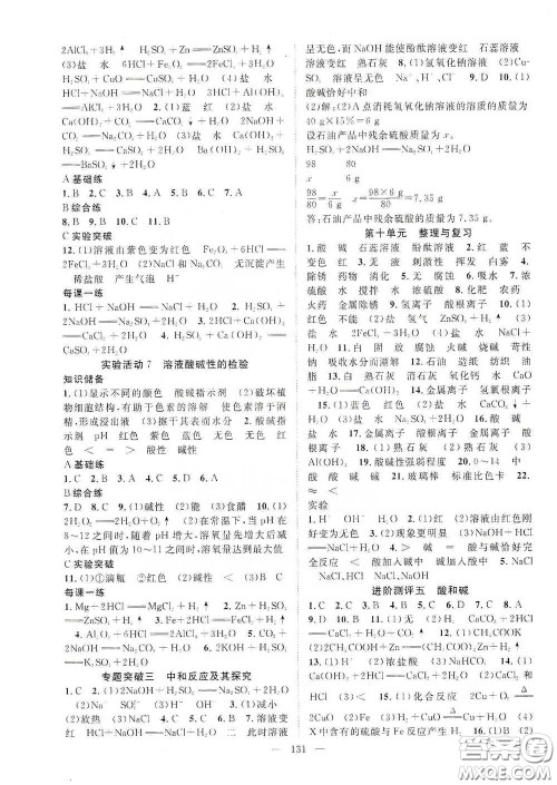 长江出版传媒2020智慧万羽名师学案分层进阶学习法九年级化学下册答案