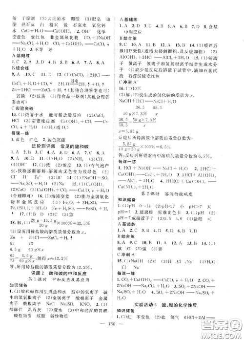 长江出版传媒2020智慧万羽名师学案分层进阶学习法九年级化学下册答案 长江出版传媒2020智慧万羽名师学案分层进阶学习法九年级化学下册答案