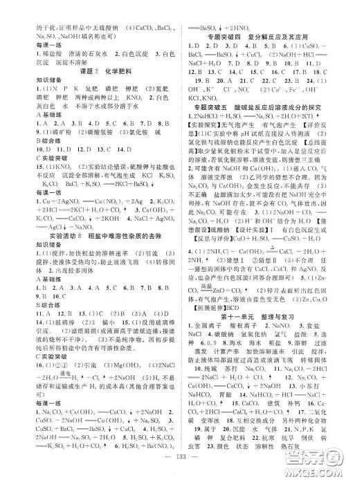 长江出版传媒2020智慧万羽名师学案分层进阶学习法九年级化学下册答案