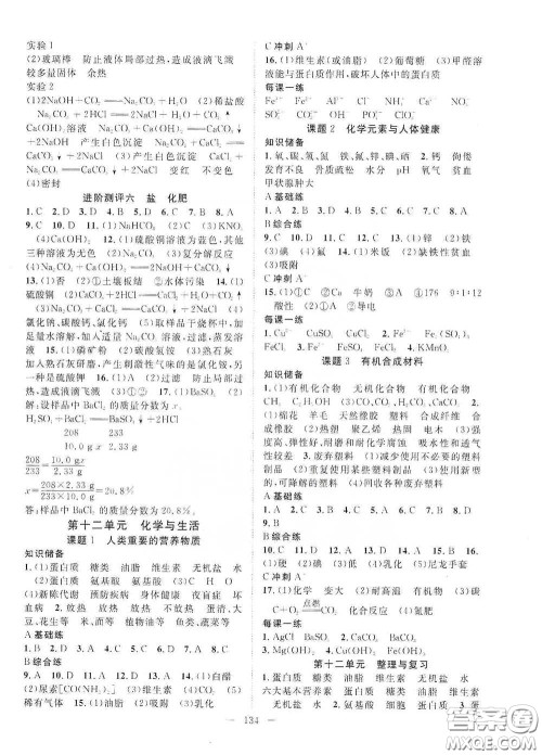 长江出版传媒2020智慧万羽名师学案分层进阶学习法九年级化学下册答案 长江出版传媒2020智慧万羽名师学案分层进阶学习法九年级化学下册答案