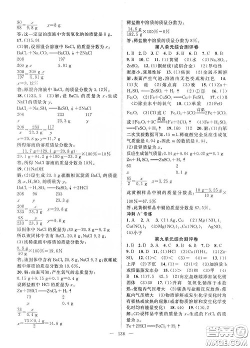 长江出版传媒2020智慧万羽名师学案分层进阶学习法九年级化学下册答案