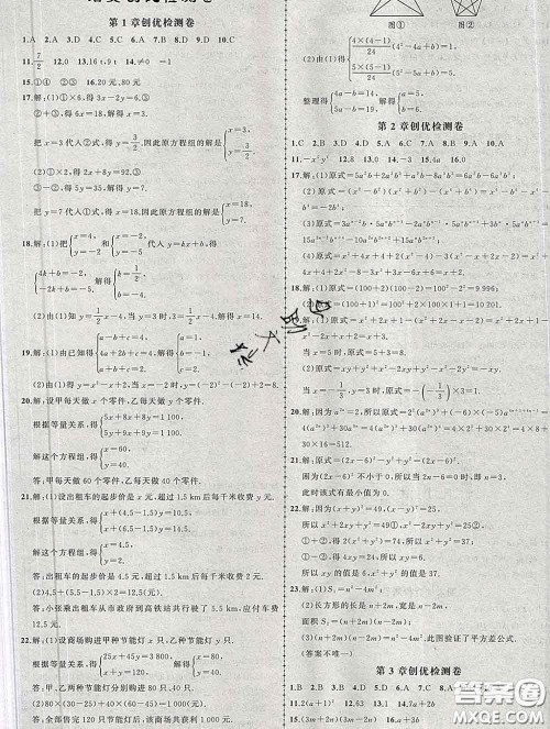 状元成才路2020春创优作业七年级数学下册湘教版答案
