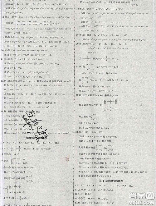状元成才路2020春创优作业七年级数学下册湘教版答案