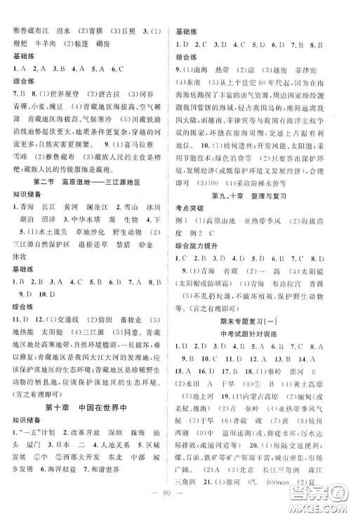 长江出版传媒2020智慧万羽名师学案分层进阶学习法八年级地理下册答案 长江出版传媒2020智慧万羽名师学案分层进阶学习法八年级地理下册答案