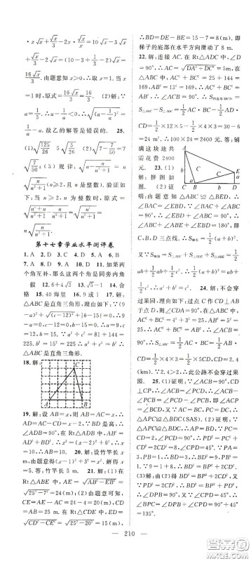 智慧万羽2020名师学案分层进阶学习法八年级数学下册答案