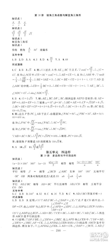 智慧万羽2020名师学案分层进阶学习法中考复习堂堂清数学答案