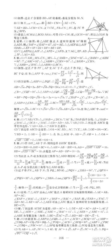 智慧万羽2020名师学案分层进阶学习法中考复习堂堂清数学答案