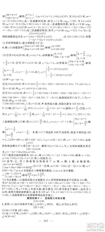 智慧万羽2020名师学案分层进阶学习法中考复习堂堂清数学答案