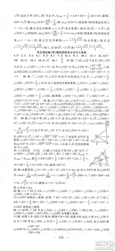 智慧万羽2020名师学案分层进阶学习法中考复习堂堂清数学答案