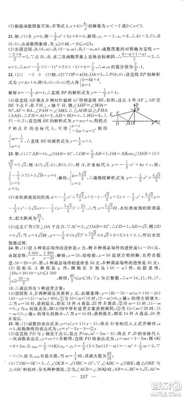 智慧万羽2020名师学案分层进阶学习法中考复习堂堂清数学答案