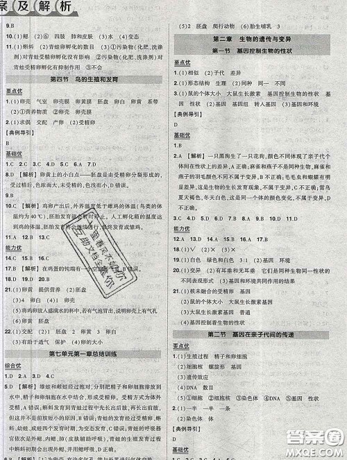 状元成才路2020春创优作业八年级生物下册人教版答案 状元成才路2020春创优作业八年级生物下册人教版答案