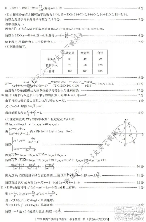 2020届湖南金太阳高三模拟考试文科数学试题及答案