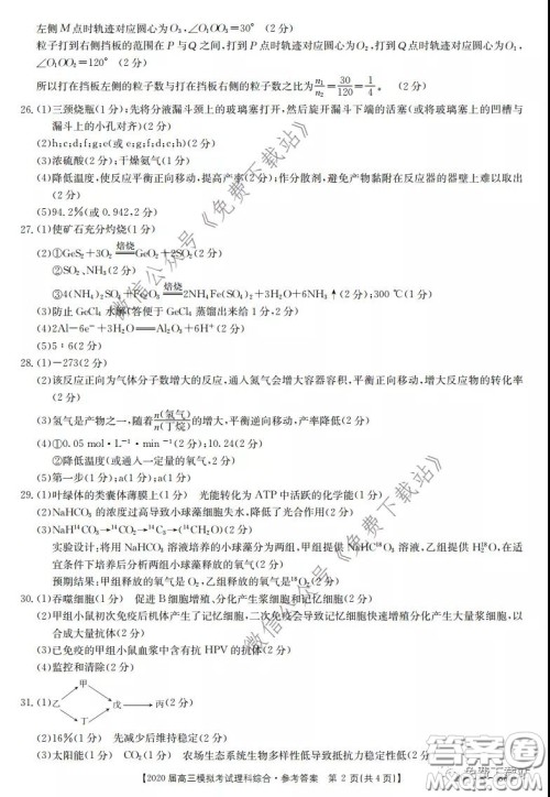 2020届湖南金太阳高三模拟考试理科综合试题及答案 2020届湖南金太阳高三模拟考试理科综合试题及答案