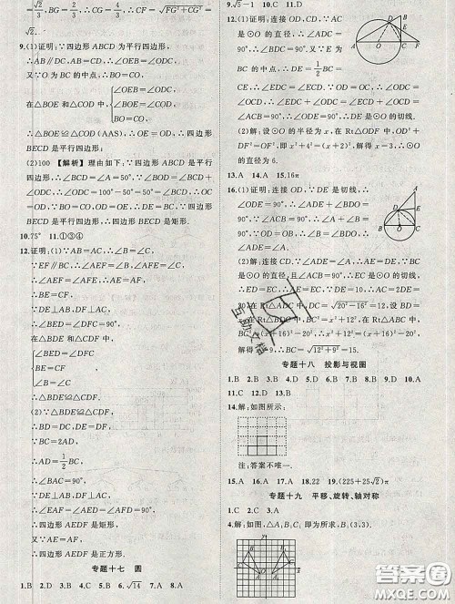 状元成才路2020春创优作业九年级数学下册北师版答案