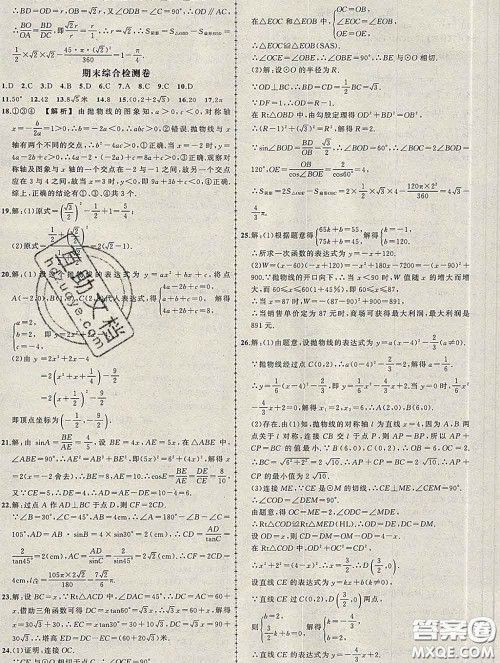 状元成才路2020春创优作业九年级数学下册北师版答案
