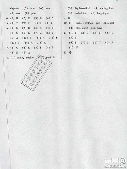 2020新版阳光学业评价六年级英语下册教科版参考答案