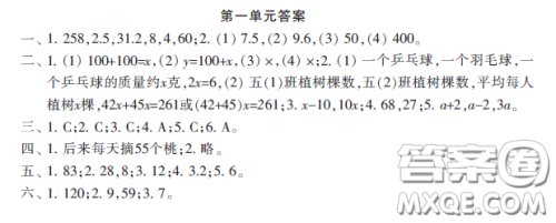 小学生数学报2020年春五年级下学期第一单元答案