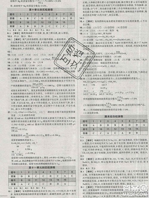 状元成才路2020春创优作业九年级化学下册鲁教版答案