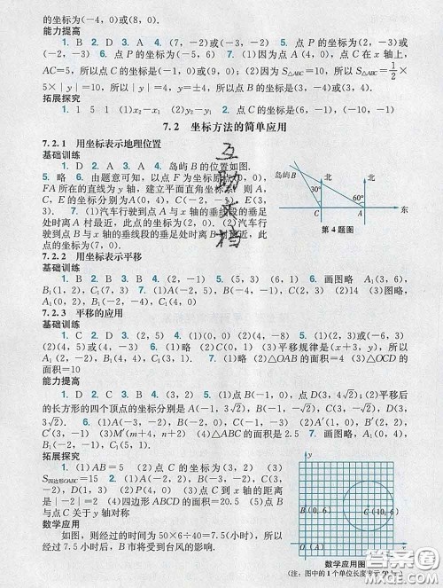 2020新版阳光学业评价七年级数学下册人教版参考答案