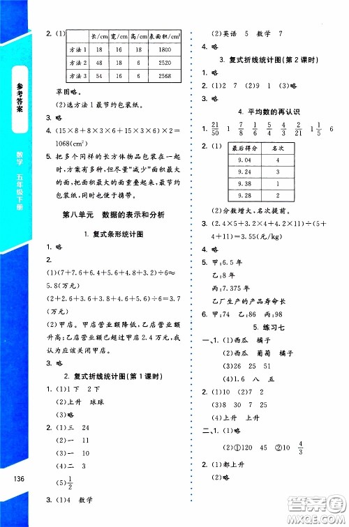 2020年课内课外直通车数学五年级下册北师大版参考答案