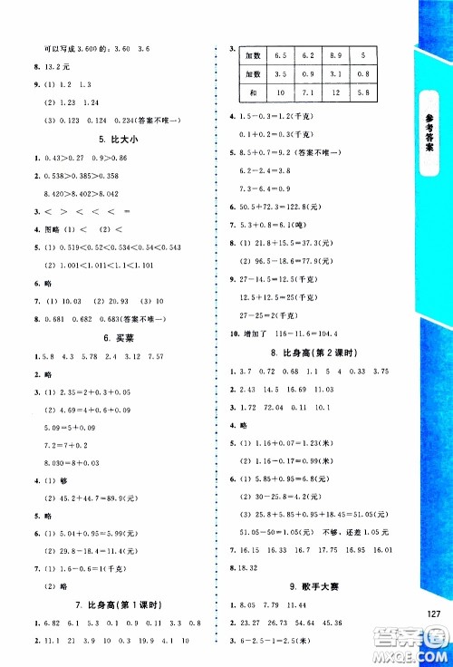 2020年课内课外直通车数学四年级下册北师大版参考答案