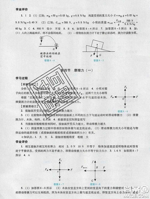 2020新版阳光学业评价八年级物理下册人教版参考答案