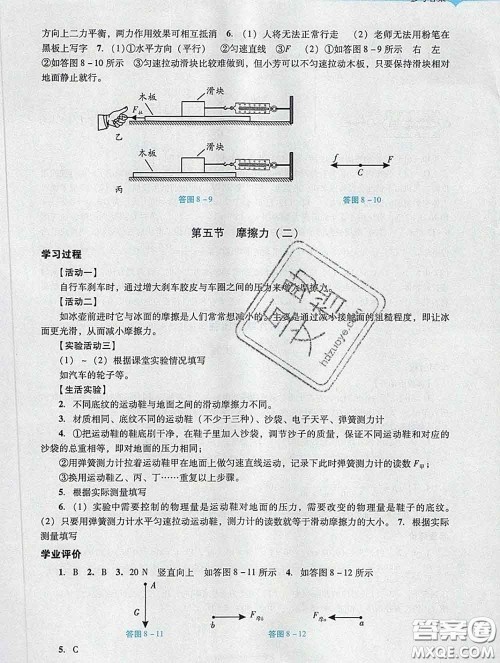 2020新版阳光学业评价八年级物理下册人教版参考答案